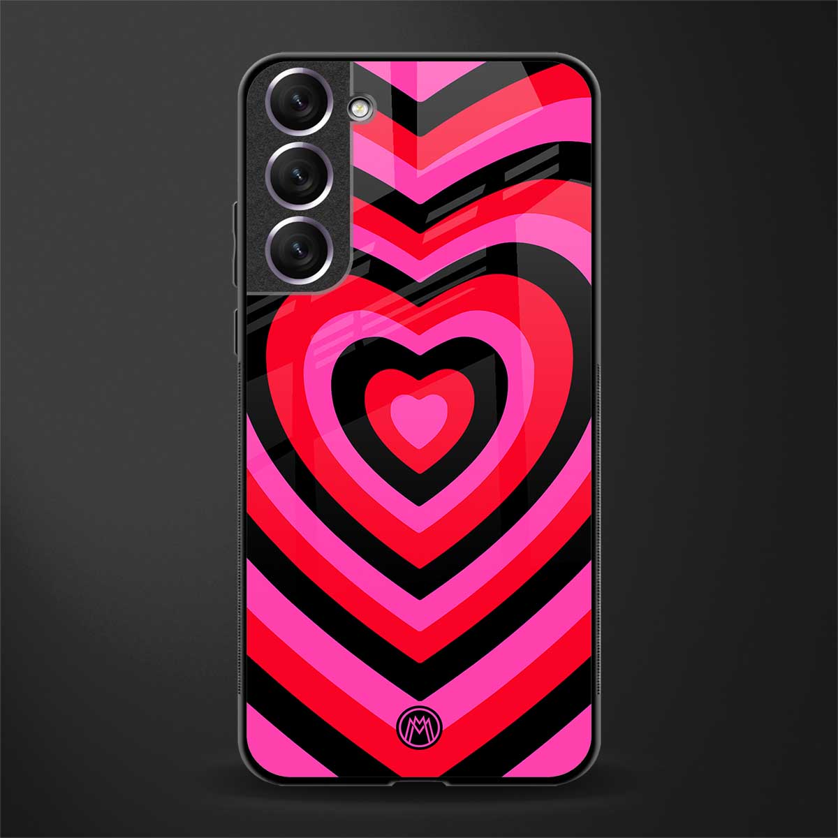 y2k black pink hearts aesthetic glass case for samsung galaxy s21 plus image