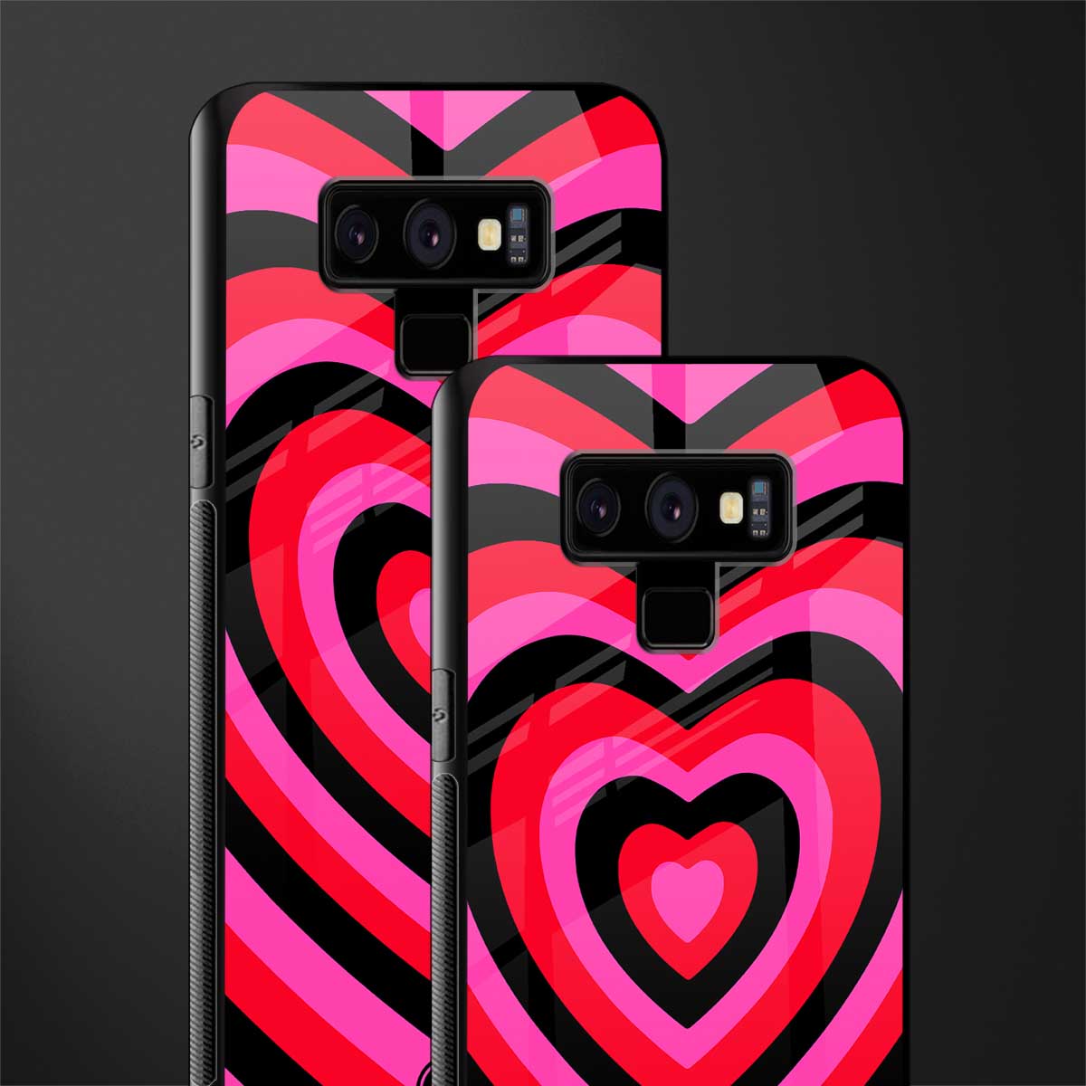 y2k black pink hearts aesthetic glass case for samsung galaxy note 9 image-2