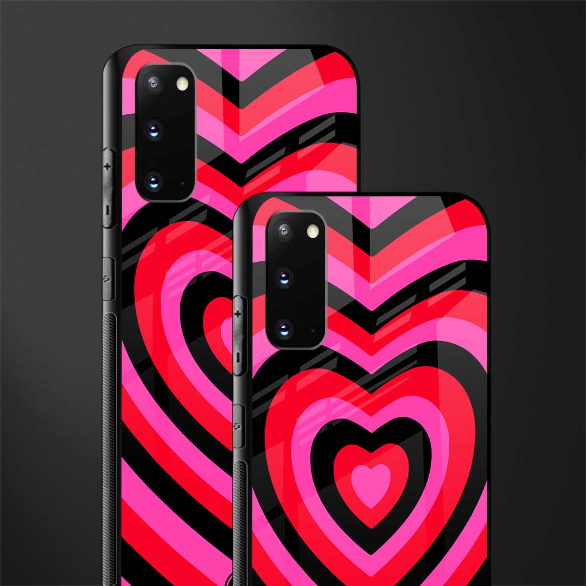 y2k black pink hearts aesthetic glass case for samsung galaxy s20 image-2