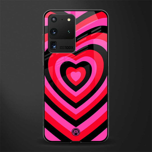 y2k black pink hearts aesthetic glass case for samsung galaxy s20 ultra image