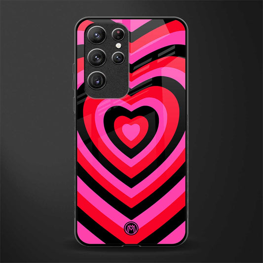 y2k black pink hearts aesthetic glass case for samsung galaxy s22 ultra 5g image