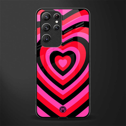 y2k black pink hearts aesthetic glass case for samsung galaxy s21 ultra image