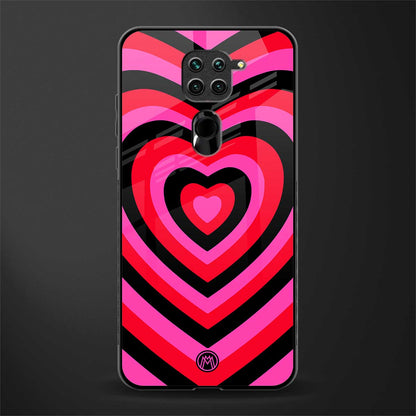 y2k black pink hearts aesthetic glass case for redmi note 9 image