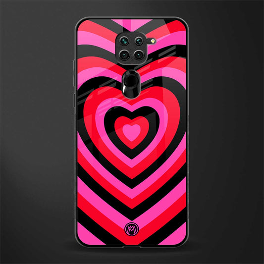 y2k black pink hearts aesthetic glass case for redmi note 9 image