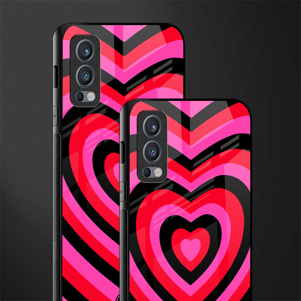 y2k black pink hearts aesthetic glass case for oneplus nord 2 5g image-2