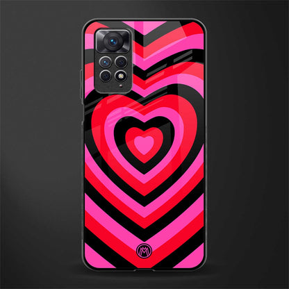y2k black pink hearts aesthetic glass case for redmi note 11s image
