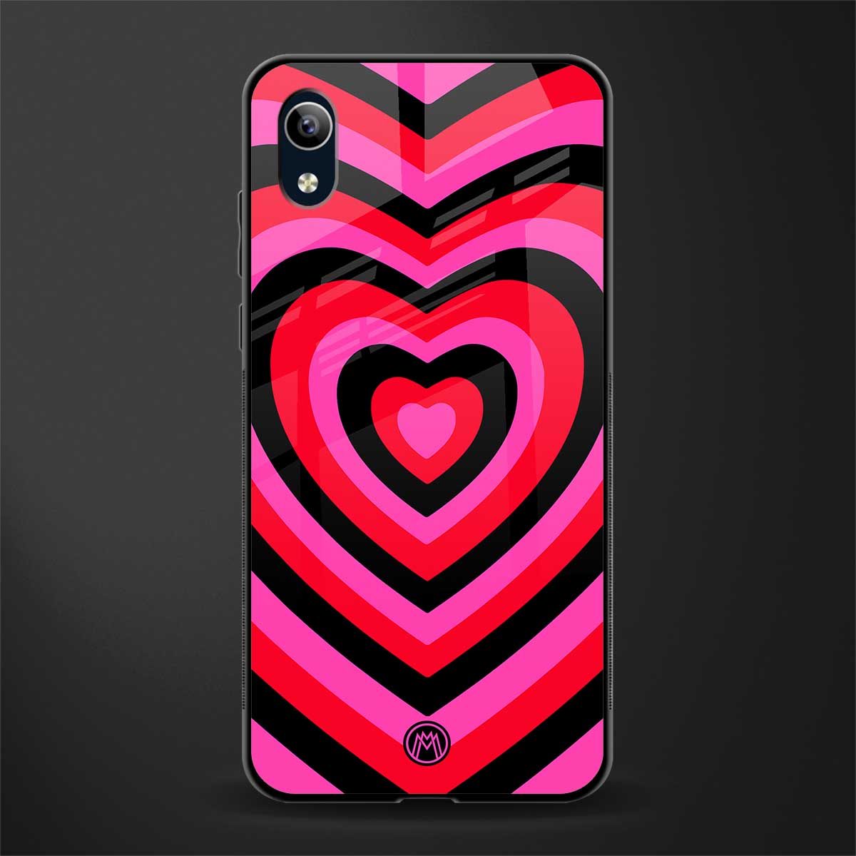 y2k black pink hearts aesthetic glass case for vivo y91i image