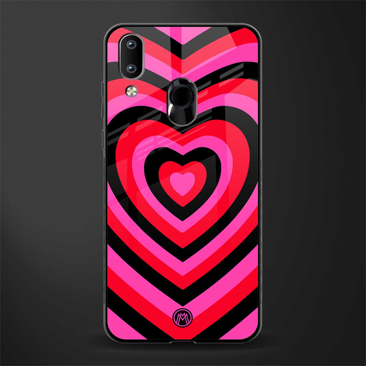 y2k black pink hearts aesthetic glass case for vivo y91 image