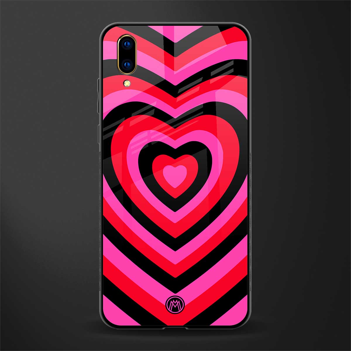 y2k black pink hearts aesthetic glass case for vivo v11 pro image