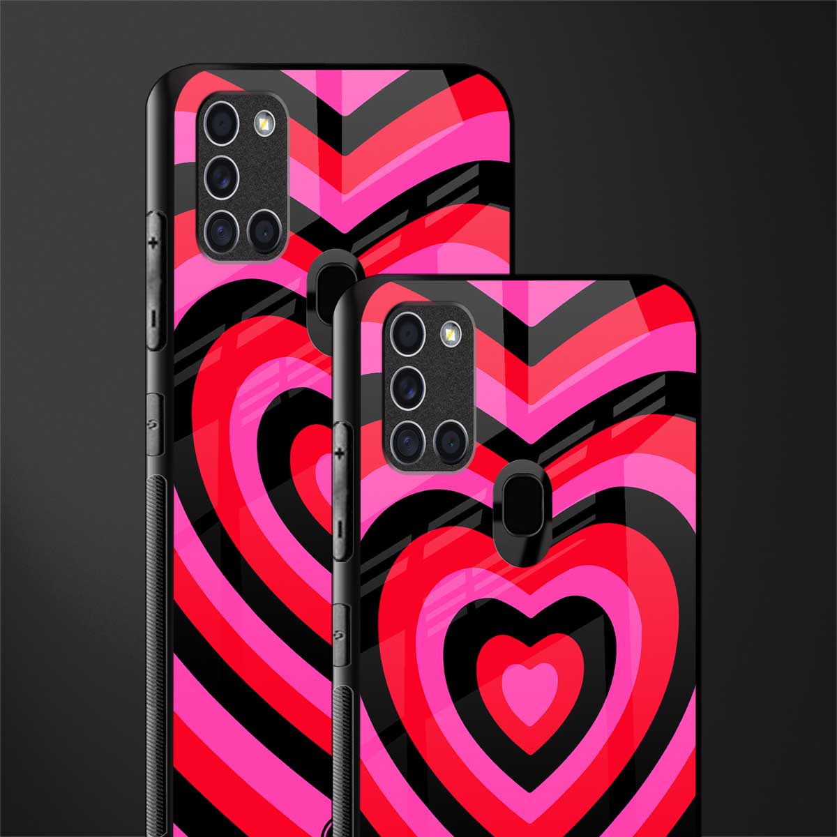 y2k black pink hearts aesthetic glass case for samsung galaxy a21s image-2