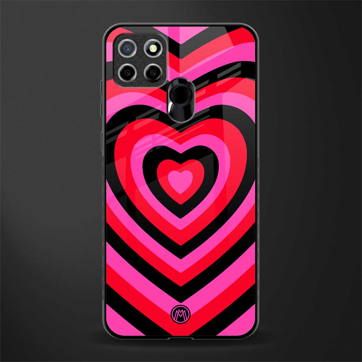 y2k black pink hearts aesthetic glass case for realme narzo 30a image