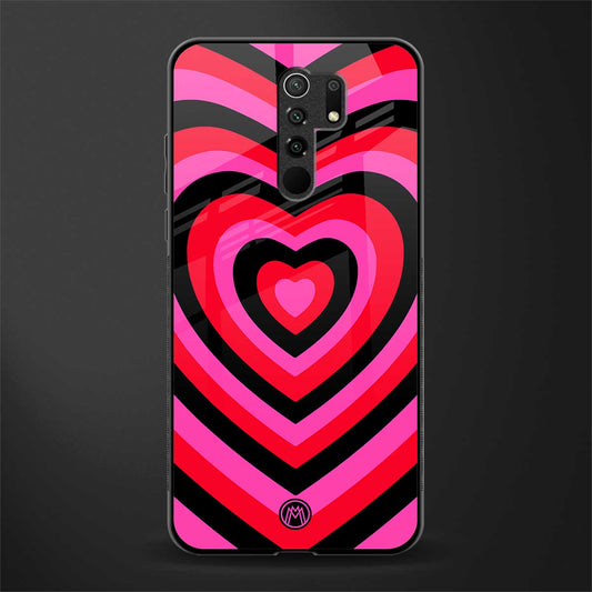 y2k black pink hearts aesthetic glass case for redmi 9 prime image