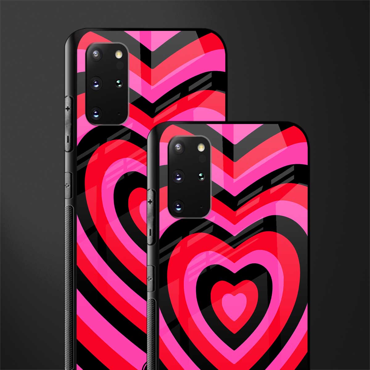 y2k black pink hearts aesthetic glass case for samsung galaxy s20 plus image-2