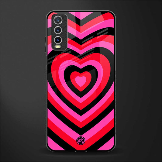 y2k black pink hearts aesthetic glass case for vivo y20 image