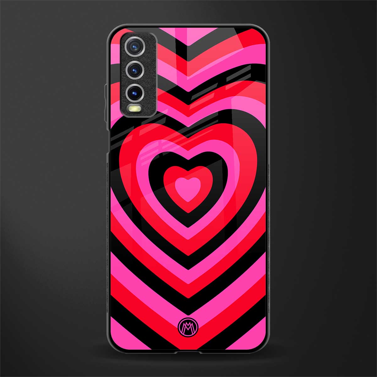 y2k black pink hearts aesthetic glass case for vivo y20i vivo y20t image