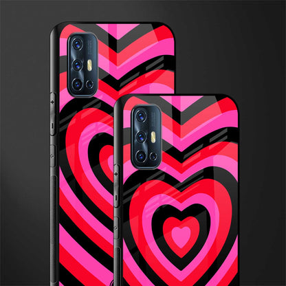y2k black pink hearts aesthetic glass case for vivo v17 image-2