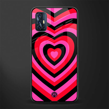 y2k black pink hearts aesthetic glass case for vivo v17 image
