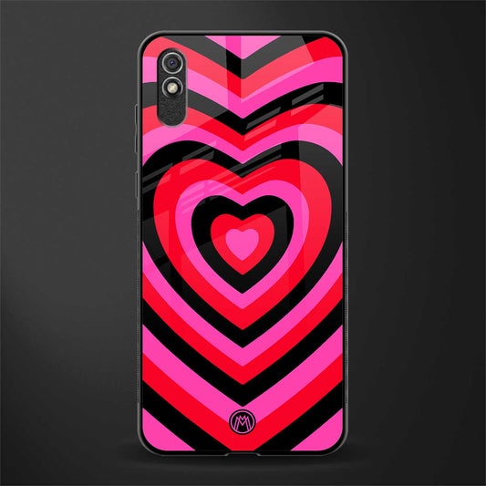 y2k black pink hearts aesthetic glass case for redmi 9i image