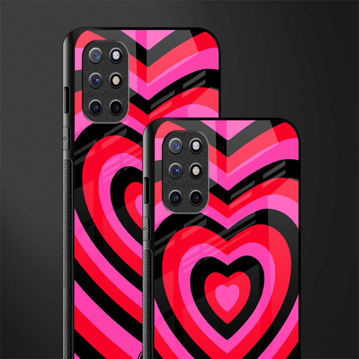 y2k black pink hearts aesthetic glass case for oneplus 8t image-2