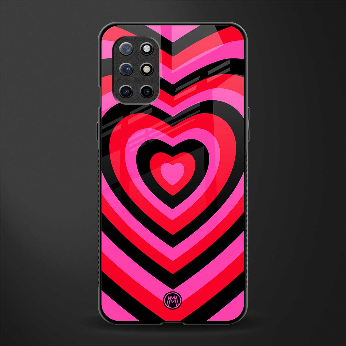 y2k black pink hearts aesthetic glass case for oneplus 8t image