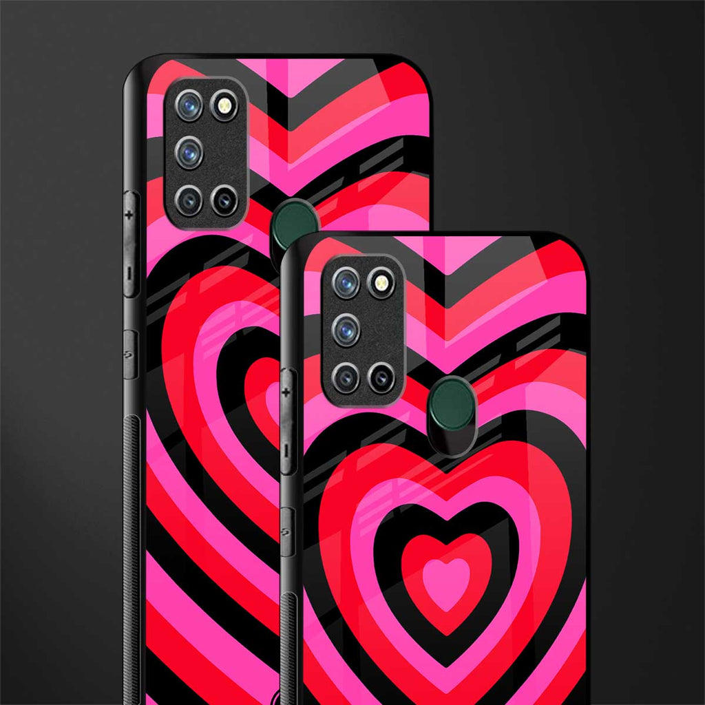 y2k black pink hearts aesthetic glass case for realme 7i image-2