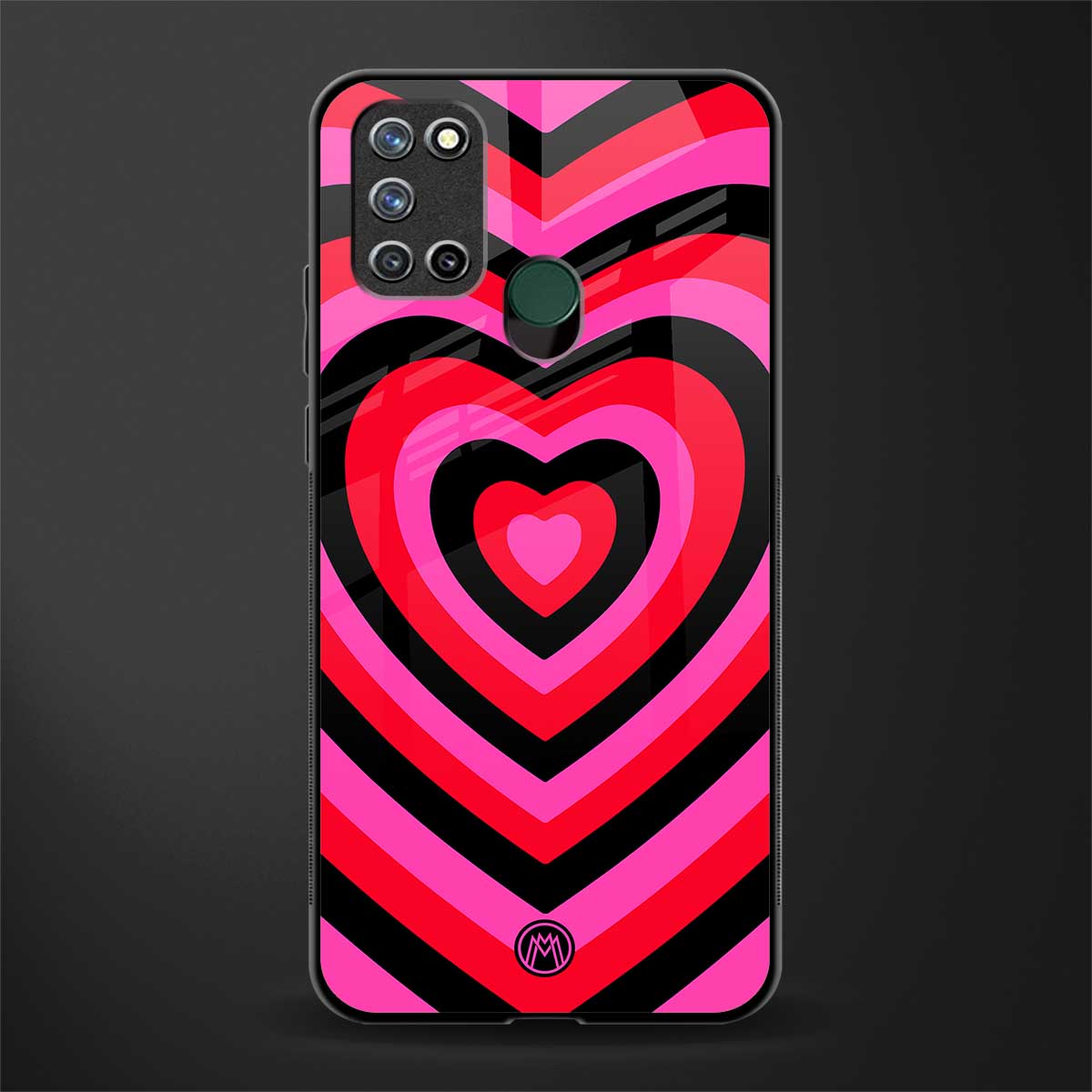 y2k black pink hearts aesthetic glass case for realme 7i image