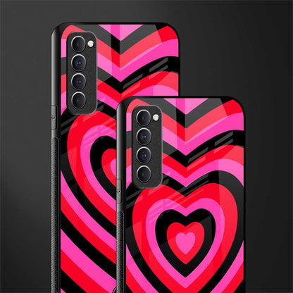 y2k black pink hearts aesthetic glass case for oppo reno 4 pro image-2