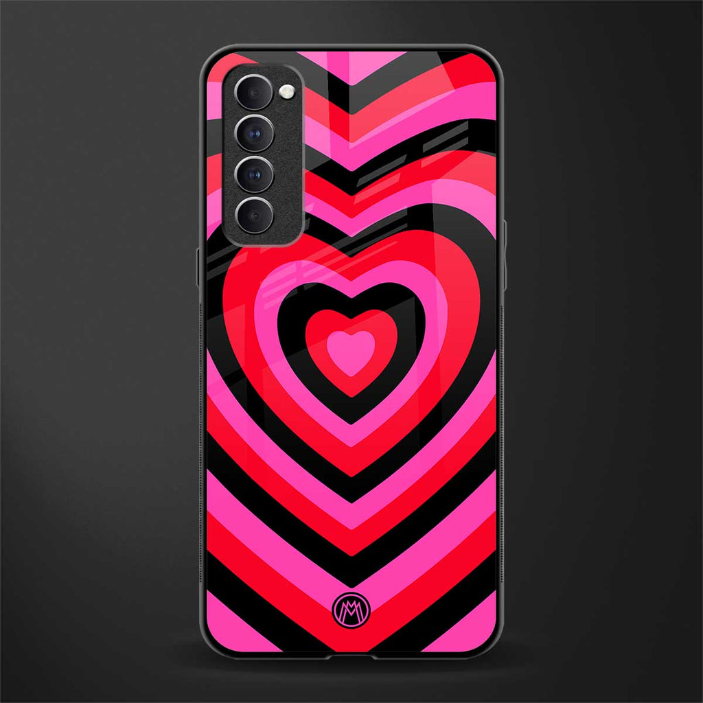 y2k black pink hearts aesthetic glass case for oppo reno 4 pro image
