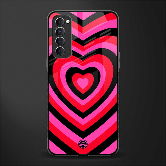 y2k black pink hearts aesthetic glass case for oppo reno 4 pro image