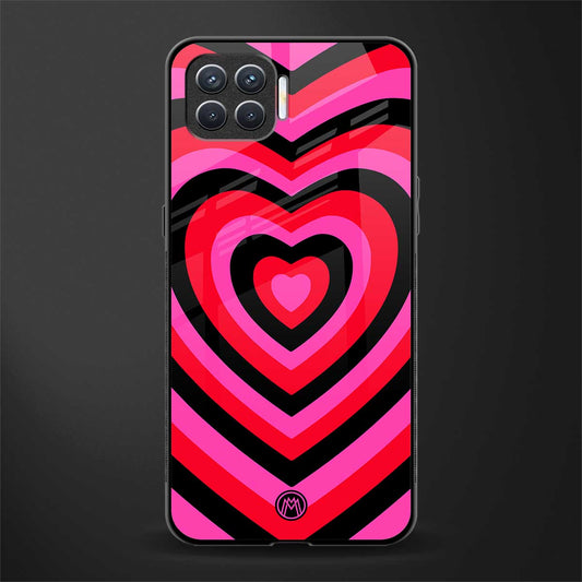 y2k black pink hearts aesthetic glass case for oppo f17 image