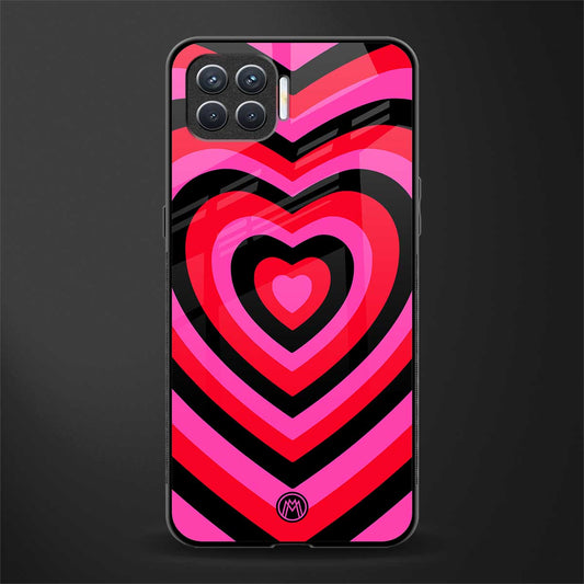 y2k black pink hearts aesthetic glass case for oppo f17 pro image