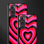 y2k black pink hearts aesthetic glass case for vivo v20 se image-2