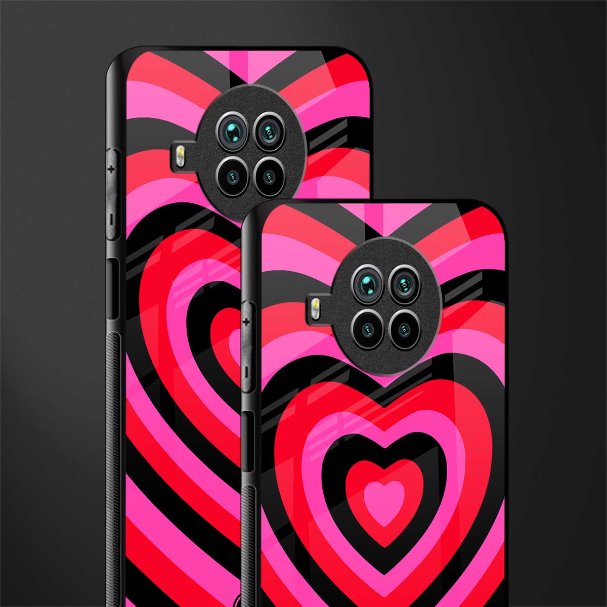 y2k black pink hearts aesthetic glass case for mi 10i image-2
