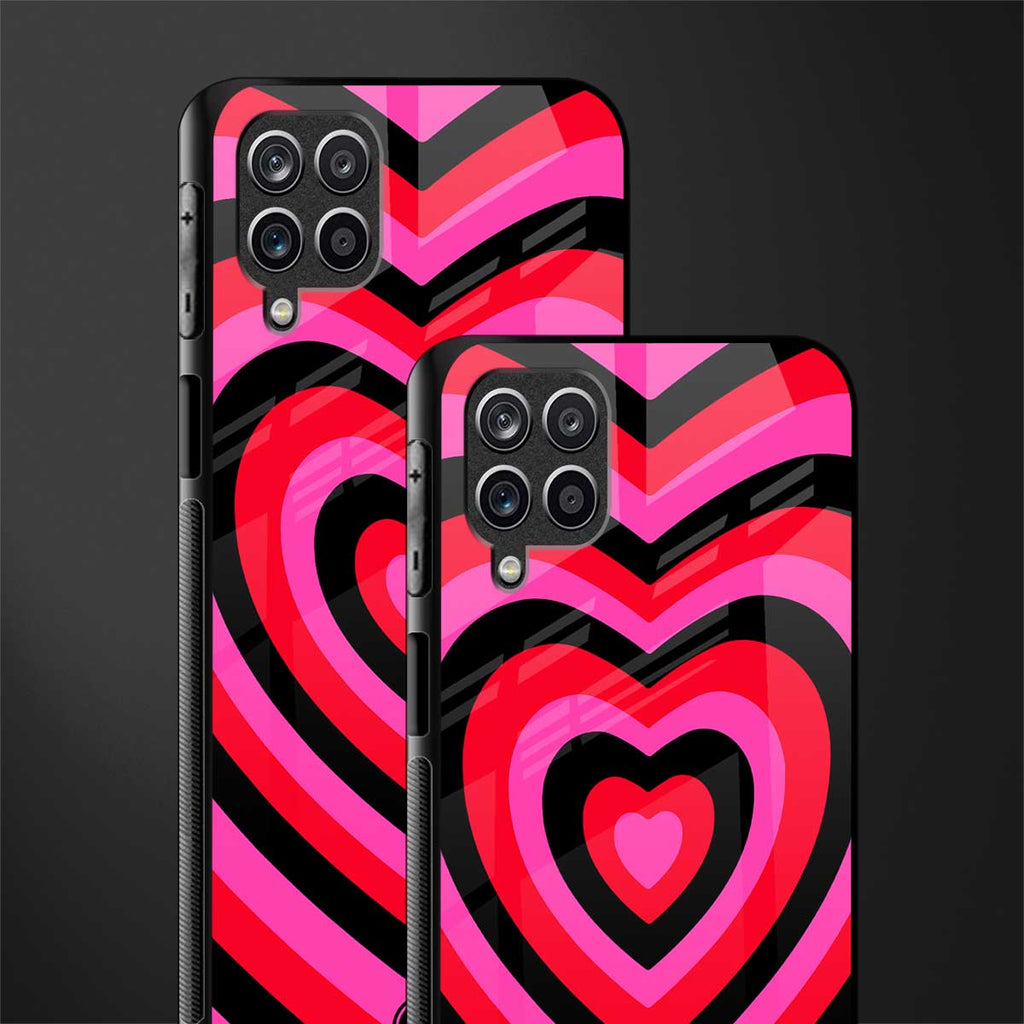 y2k black pink hearts aesthetic glass case for samsung galaxy a12 image-2