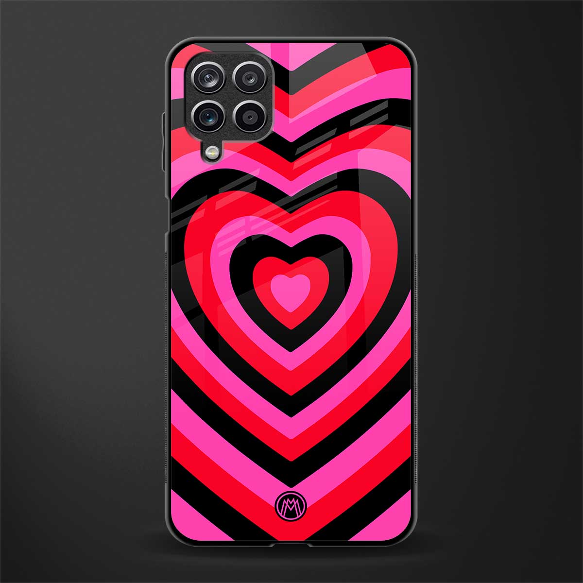 y2k black pink hearts aesthetic glass case for samsung galaxy a12 image