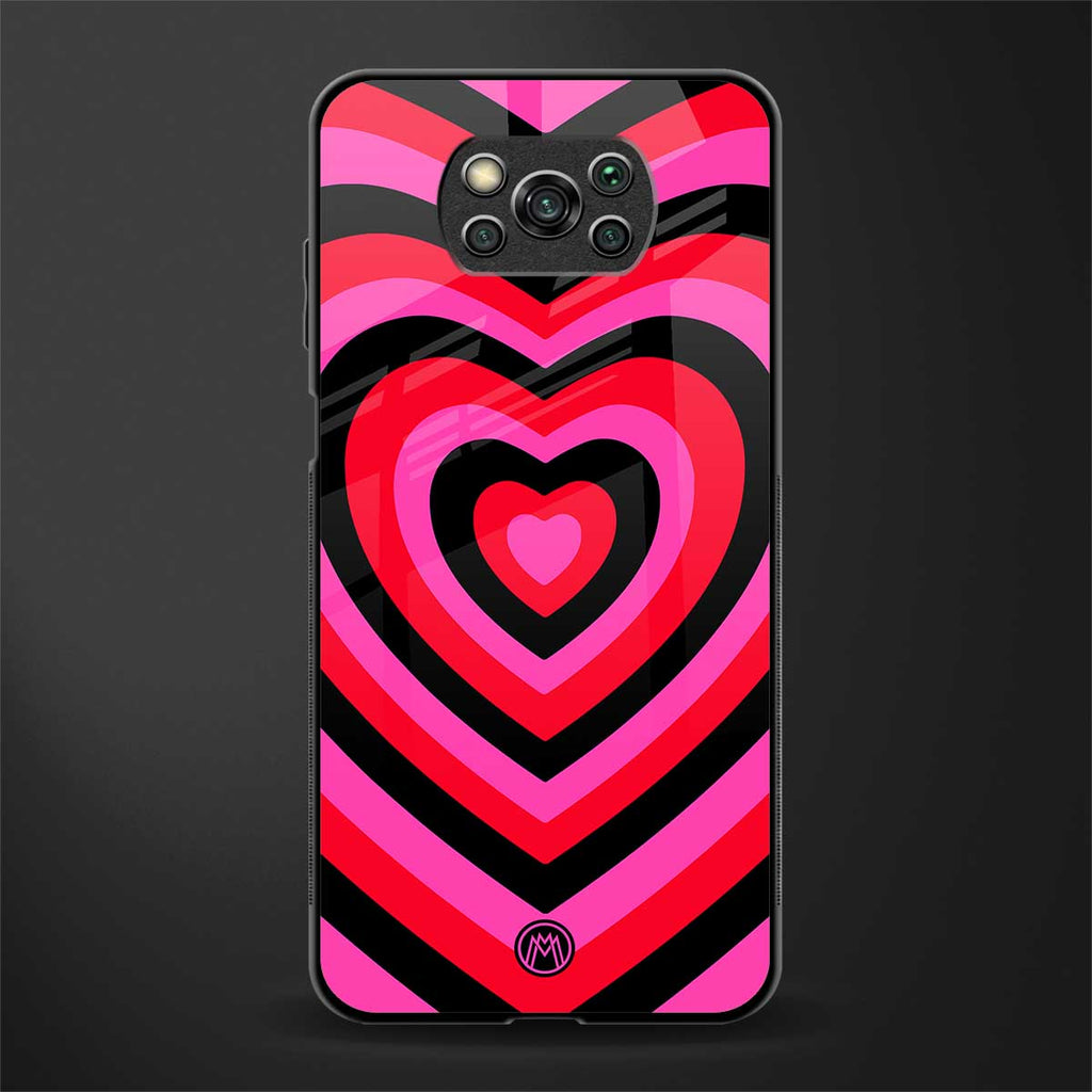 y2k black pink hearts aesthetic glass case for poco x3 image