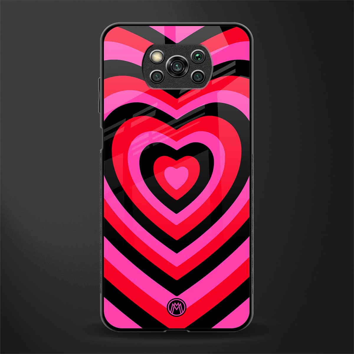 y2k black pink hearts aesthetic glass case for poco x3 image