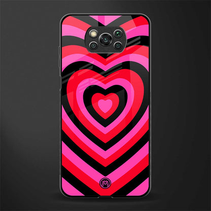 y2k black pink hearts aesthetic glass case for poco x3 image