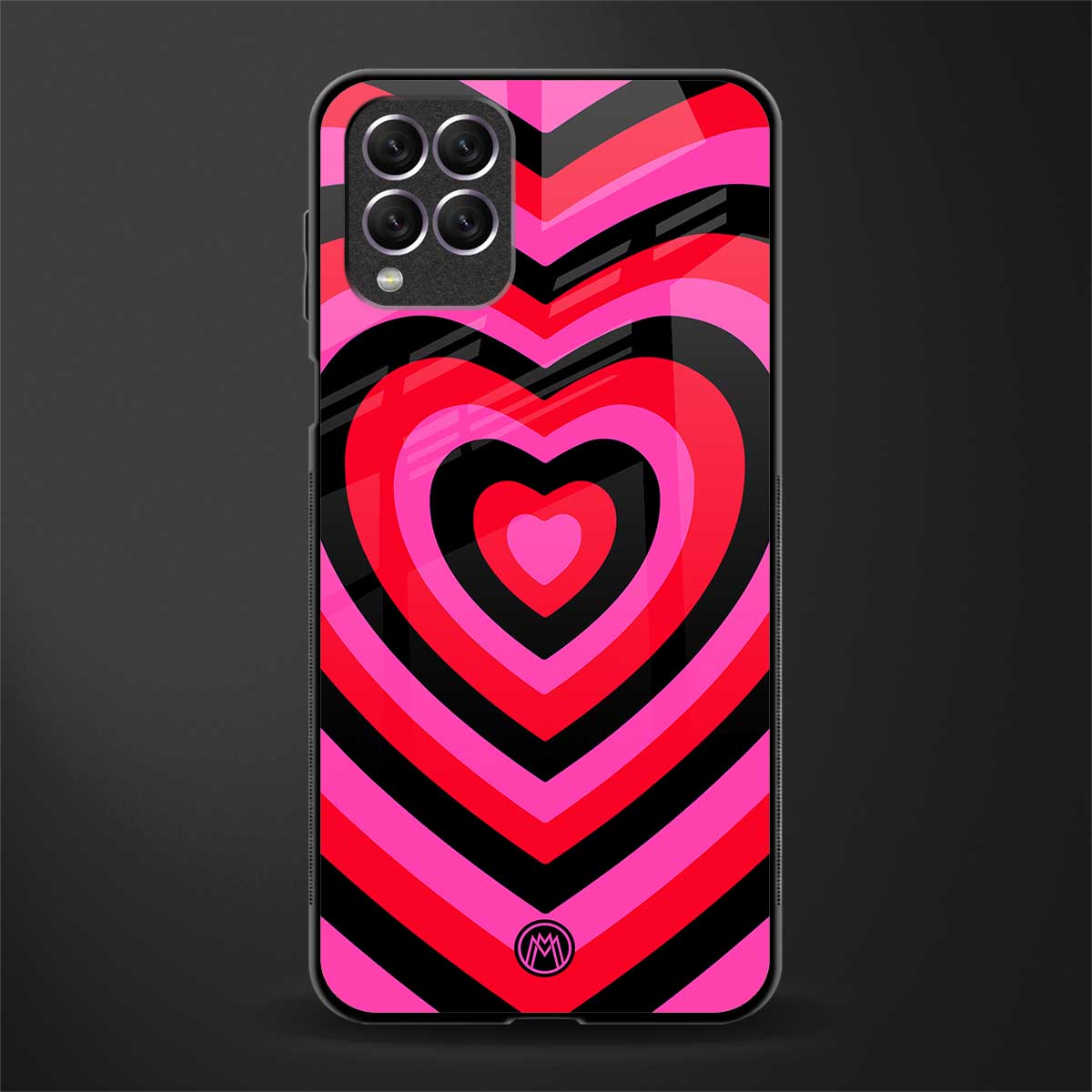y2k black pink hearts aesthetic glass case for samsung galaxy f62 image