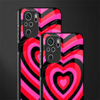 y2k black pink hearts aesthetic glass case for redmi note 10s image-2