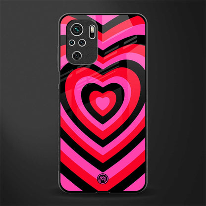 y2k black pink hearts aesthetic glass case for redmi note 10 image