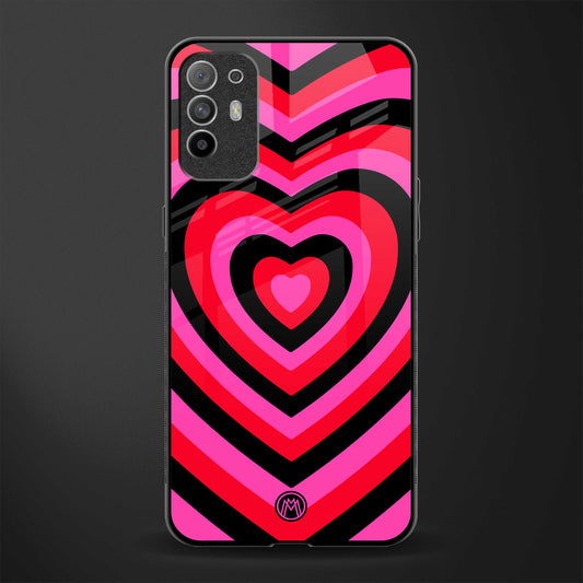 y2k black pink hearts aesthetic glass case for oppo f19 pro plus image