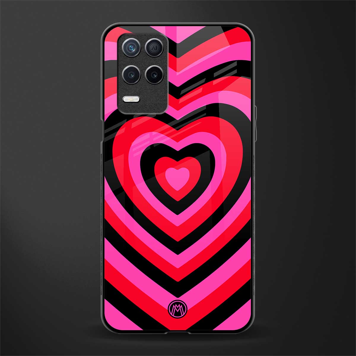 y2k black pink hearts aesthetic glass case for realme 8 5g image