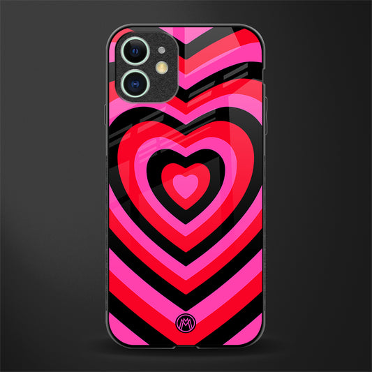 y2k black pink hearts aesthetic glass case for iphone 12 mini image