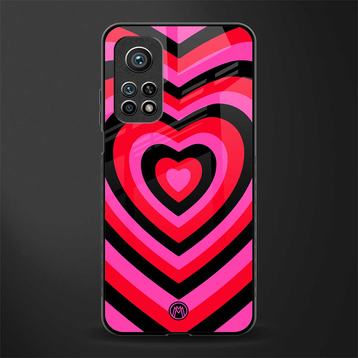 y2k black pink hearts aesthetic glass case for mi 10t 5g image