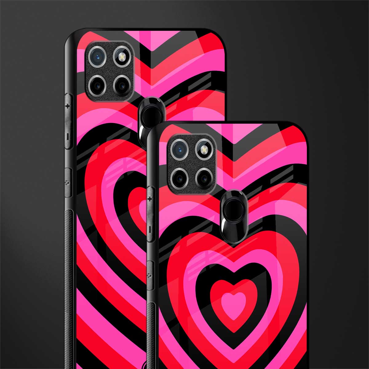 y2k black pink hearts aesthetic glass case for realme c21 image-2