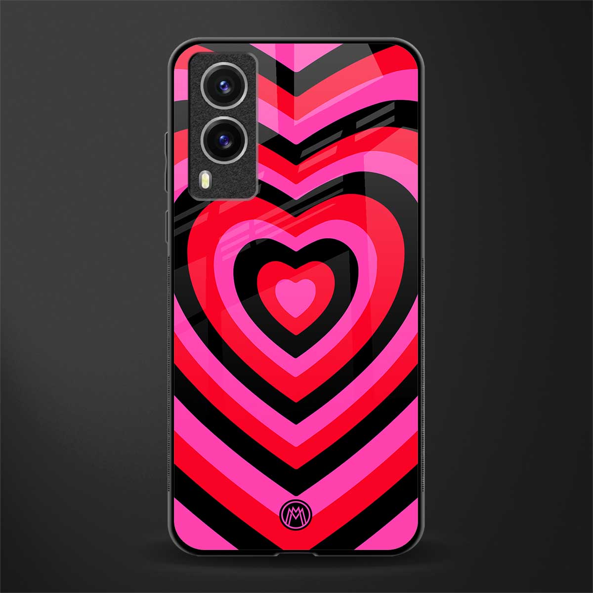y2k black pink hearts aesthetic glass case for vivo v21e 5g image