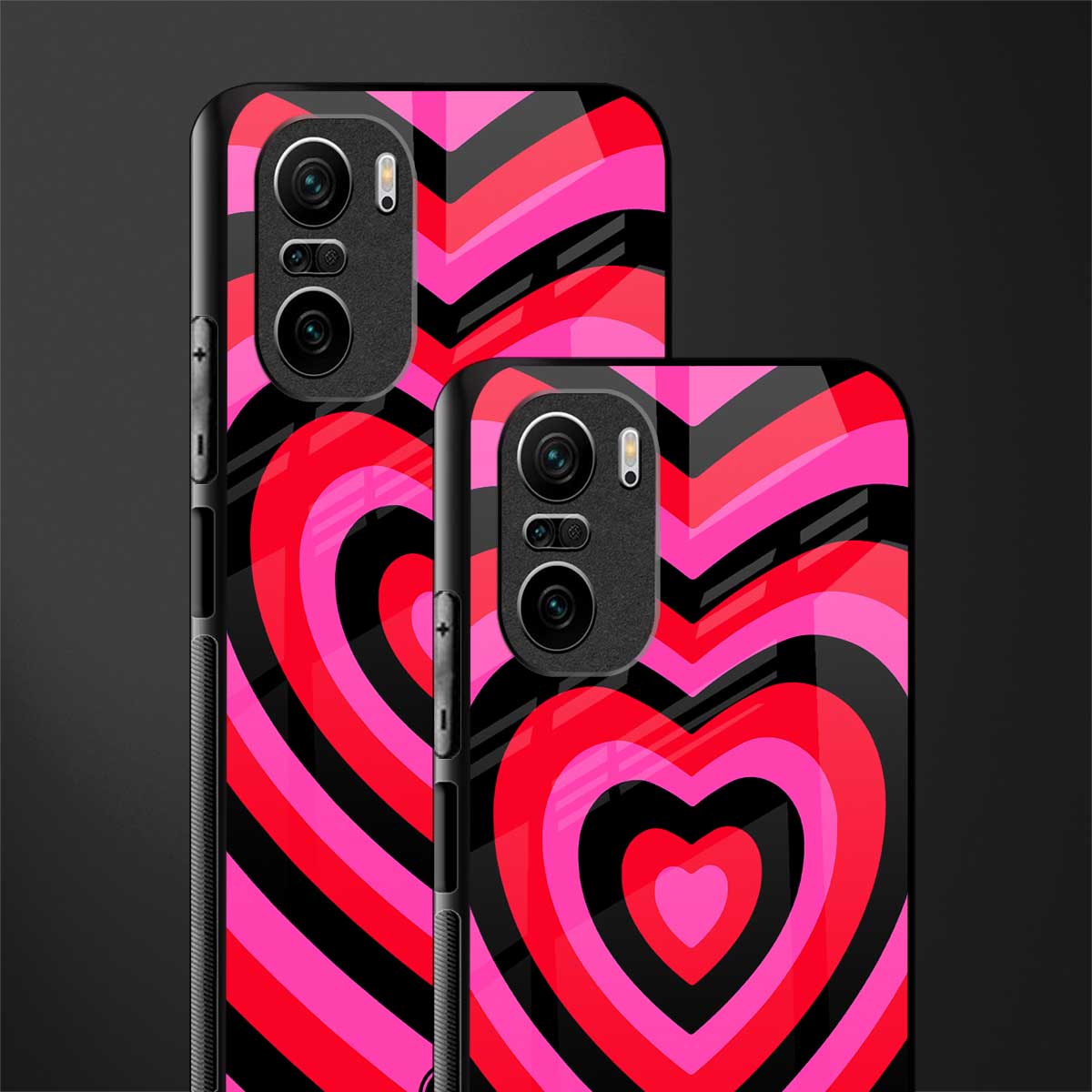y2k black pink hearts aesthetic glass case for mi 11x 5g image-2