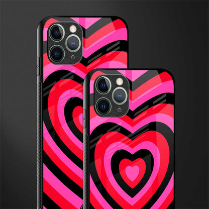 y2k black pink hearts aesthetic glass case for iphone 11 pro image-2