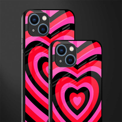 y2k black pink hearts aesthetic glass case for iphone 13 image-2